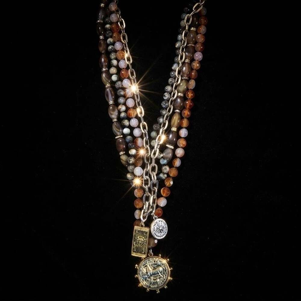 Boho Layered Beaded Coin Necklace